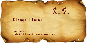 Klupp Ilona névjegykártya